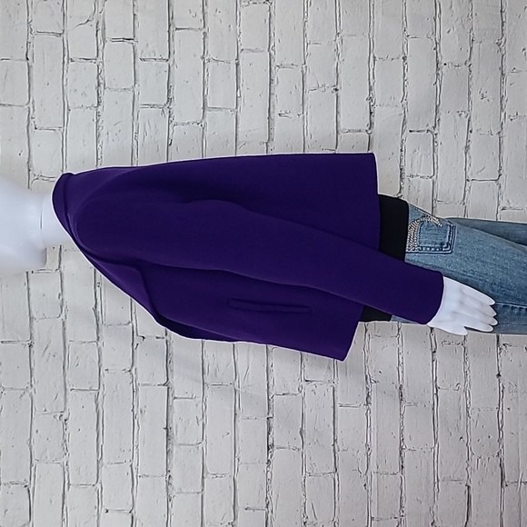 Talbots Double-Face Wing Collar Crop Open Front Wool Jacket in Purple - Picture 5 of 17